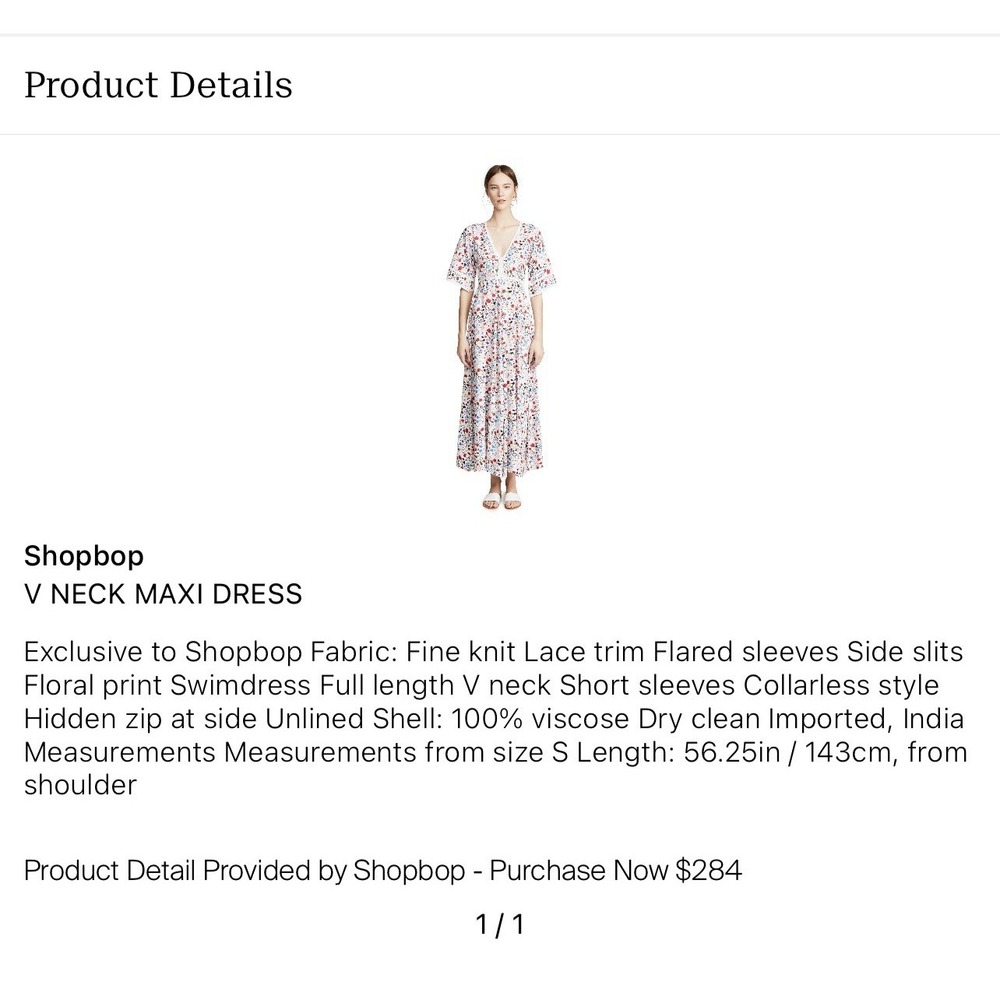 Kos Resort V-Neck Floral Maxi Dress Cottagecore Prairiecore Romantic Sz SMALL - Picture 15 of 16